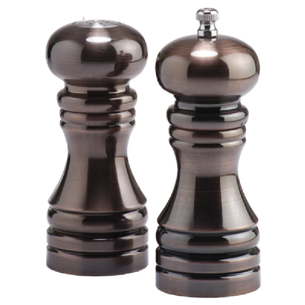 Chef Specialties 90050 5 Inch Ceramic Grinding Pepper Mill and Salt Shaker Set with Burnished Copper Finish