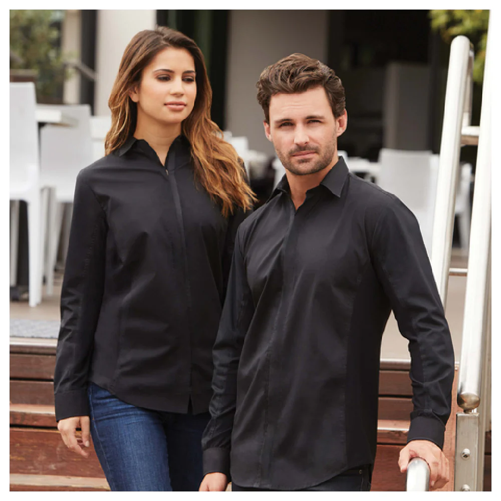 Chef Works SLWFZ003BLKXL Women's Shirt Long Sleeve Zipper Front Black Poly/Cotton Chef Works SLWFZ003BLKXL Women's Shirt Long Sleeve Zipper Front Black Poly/Cotton