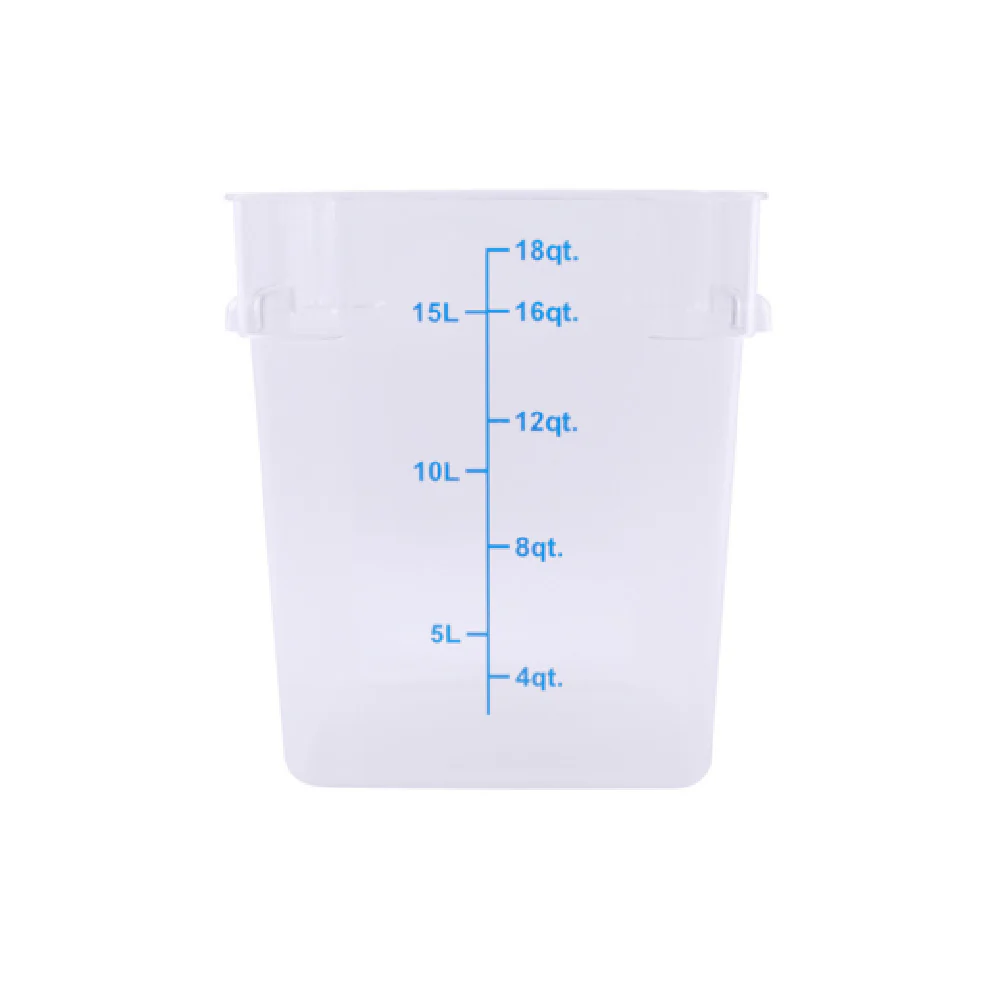 CAC China FS1P-SQ18C 18 Qt Square Food Storage Container Stackable Polycarbonate