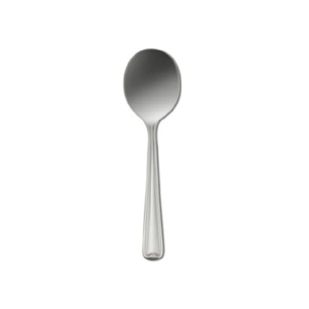 1880 Hospitality 2669SCSF 6 Inch Bouillon Spoon Smooth Linear Border 18/0 Stainless Steel 1880 Hospitality 2669SCSF 6 Inch Bouillon Spoon Smooth Linear Border 18/0 Stainless Steel