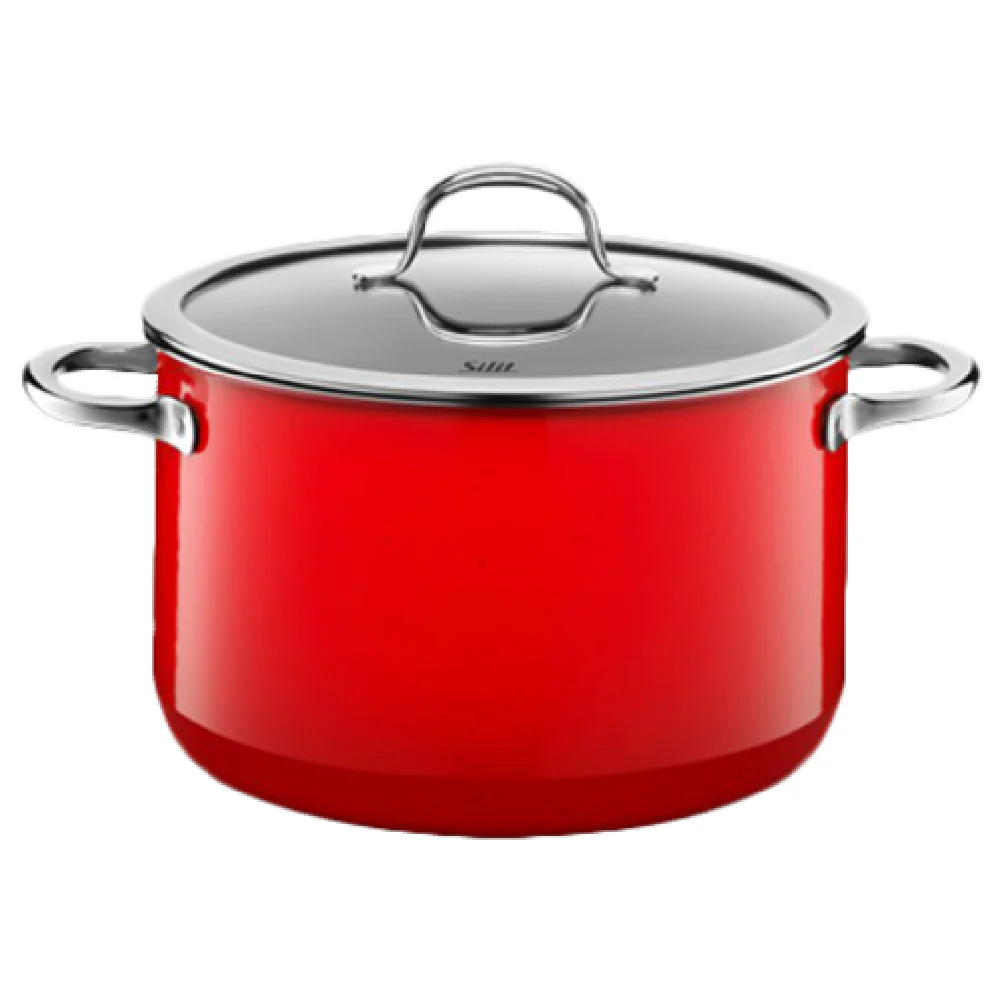 BauscherHepp 21.0229.7079 6.76 Quarts Round High Casserole with Glass Lid Steel Passion Red