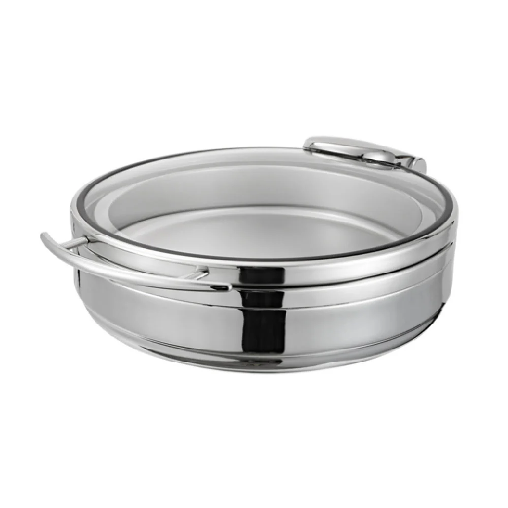 Bon Chef 22401 21 Inch Induction Chafer Round glass lid stainless steel with Dampening hinge