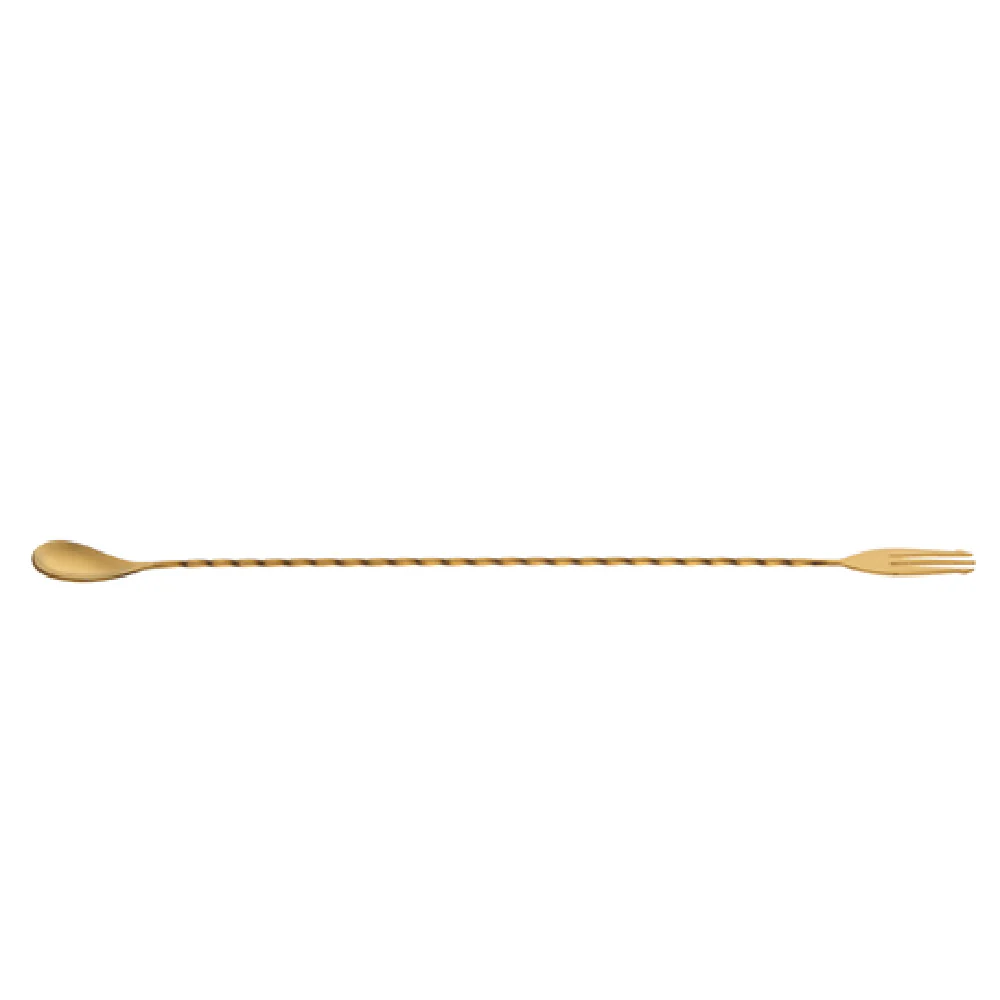 Mercer Culinary M37016GD 15-3/4 Inch Bar Spoon with 3-tine Fork Gold-Plated Stainless Steel Mercer Culinary M37016GD 15-3/4 Inch Bar Spoon with 3-tine Fork Gold-Plated Stainless Steel