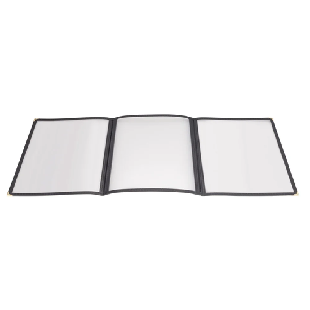 Winco PMCT-9K Overall 9-1/2 Inch x 12-1/8 Inch Menu Cover Plastic Triple Fold