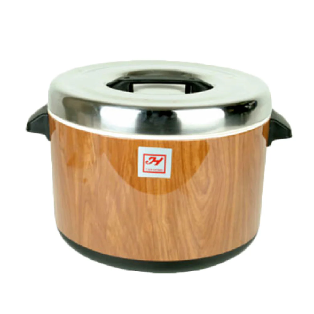 Thunder Group SEJ73000 60 Cup Non-electric Sushi Rice Container Insulated Stainless Steel Woodgrain Finish