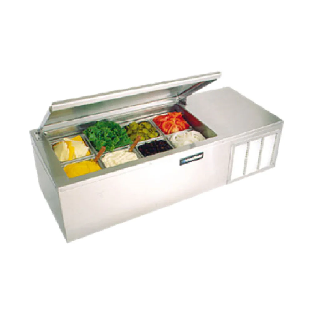 Delfield CTP 8146-NBP 46 Inch Refrigerated Countertop Pan Rail with Hinged Cover
