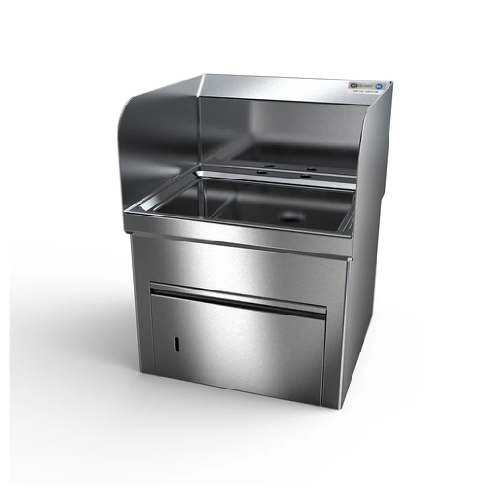 NBR Equipment HS2-D2-S 14 Inch Handsink with Side Splashes and Towel Dispenser Stainless Steel
