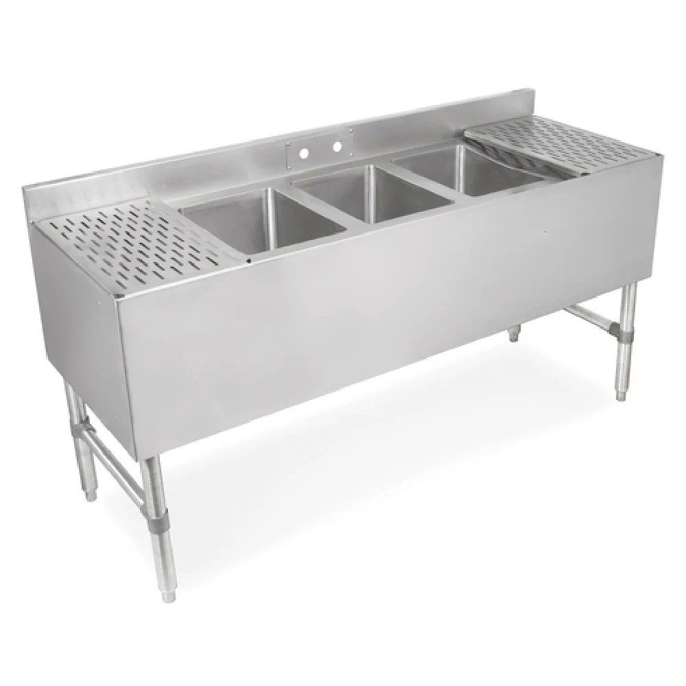 John Boos UBS3-1872-2D18-X 72 Inch Slim-Line Underbar Sink Unit Stainless Steel with 3 Compartments John Boos UBS3-1872-2D18-X 72 Inch Slim-Line Underbar Sink Unit Stainless Steel with 3 Compartments