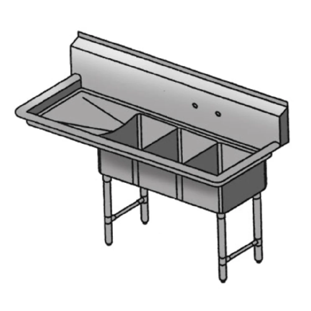 Klinger's Trading CON3DL Convenience/Deli Sink Three Compartment 44-1/2