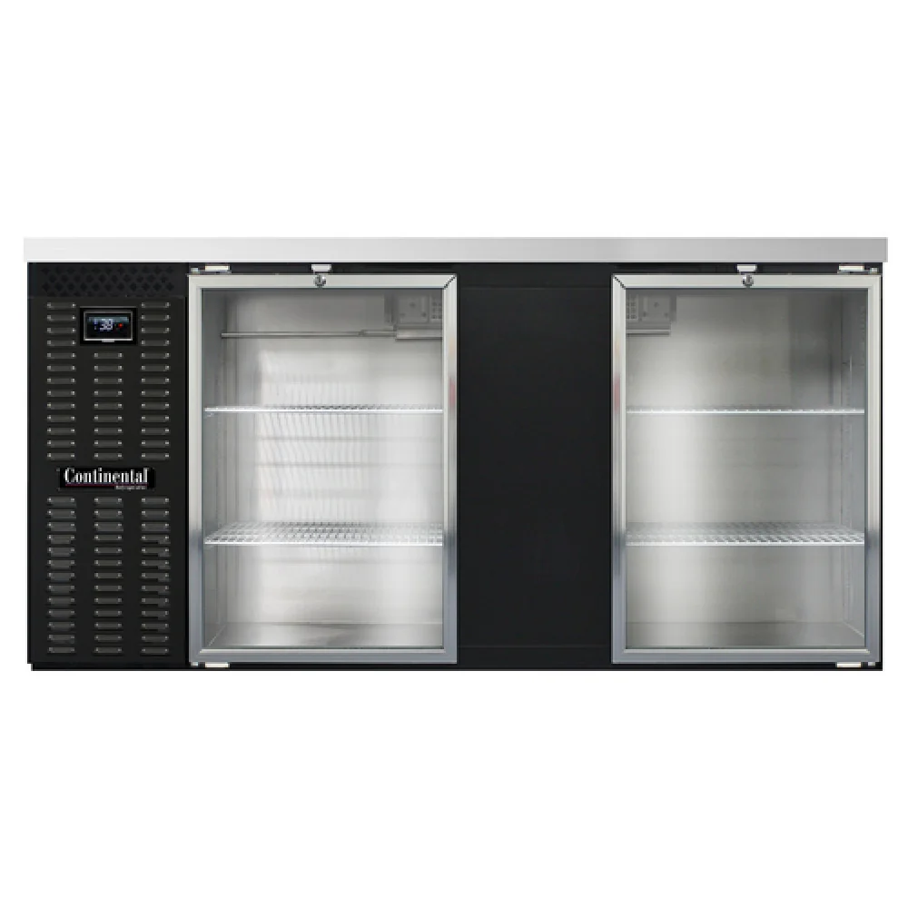 Continental Refrigerator BB69NGD 69 Inch Refrigerated Back Bar Cooler 26.0 cu Stainless Steel and Black Enamel