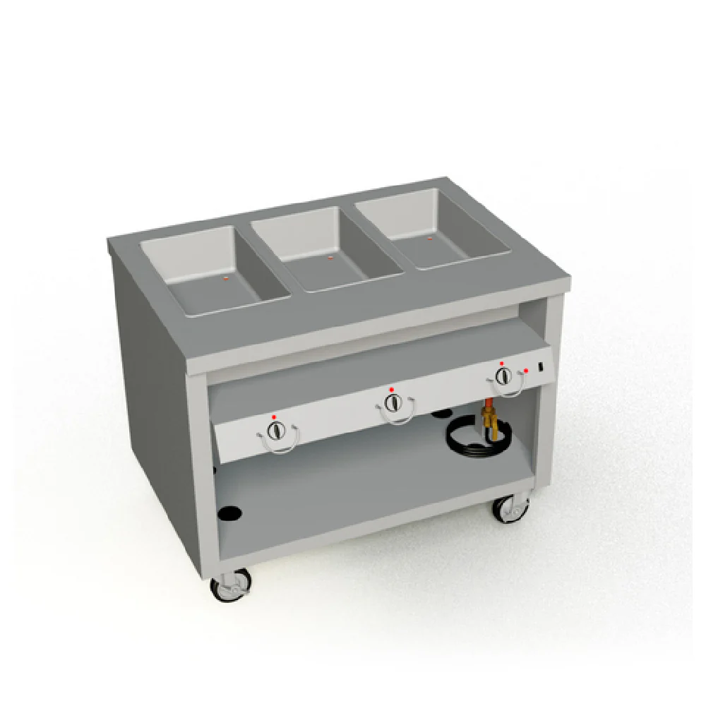 Duke TEHF-46SS_240/60/3 46 Inch Mobile Electric Hot Food Unit with 3 Heat Wells