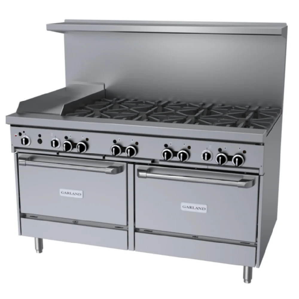 Garland GFE60-8G12RR_LP 60 Inch Gas Range with (8) 26000 BTU Burners and 2 Ovens