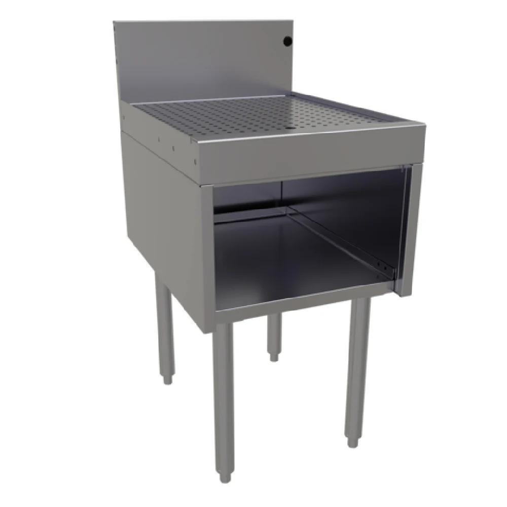 Glastender DBHB-18-LD 18 Inch Underbar Drainboard Cabinet Open Base with Drain Top Stainless Steel Glastender DBHB-18-LD 18 Inch Underbar Drainboard Cabinet Open Base with Drain Top Stainless Steel