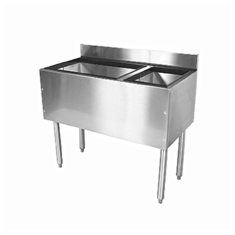 Glastender C-CBA-36R-CP10 36 Inch Underbar Combo Ice Bin Cocktail Unit with Bottle Well Storage