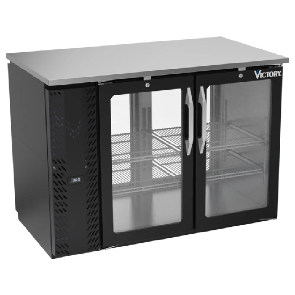 Victory VBBN48HC-FG-PT-B Pass-Thru Back Bar Refrigerator Food Rated Two-section Victory VBBN48HC-FG-PT-B Pass-Thru Back Bar Refrigerator Food Rated Two-section