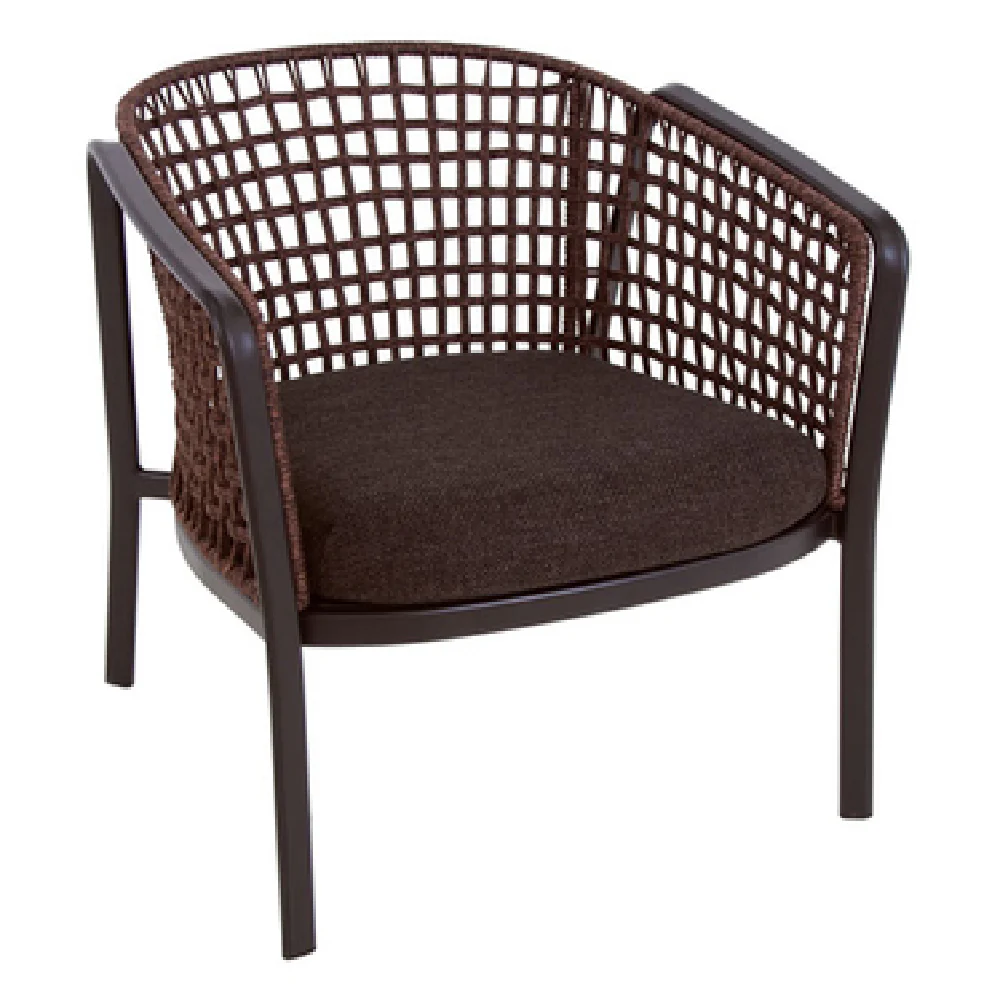 emuamericas 1217 Armchair Aluminum PVC Foot Caps Indoor Outdoor Open Rope Back