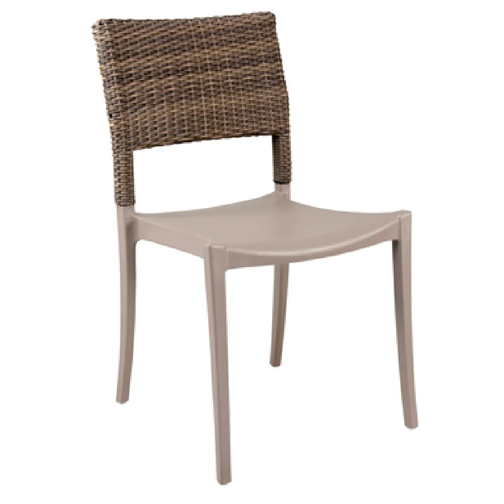 Grosfillex UT925181 18.75 Inch Resin Chair Stacking Synthetic Wicker French Taupe