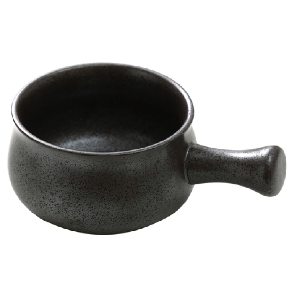 Yanco DB-4105 22 Oz Diamond Black Skillet Porcelain with Lid 4-3/4 Inch