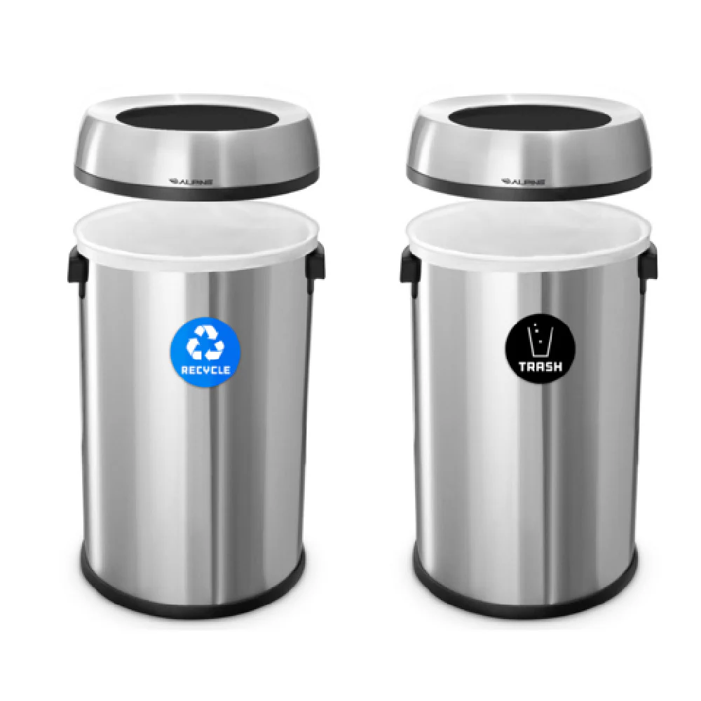 Alpine Industries ALP470-65L-R-T 17 Gallon Dual Stream Recycling Bin Stainless Steel Alpine Industries ALP470-65L-R-T 17 Gallon Dual Stream Recycling Bin Stainless Steel