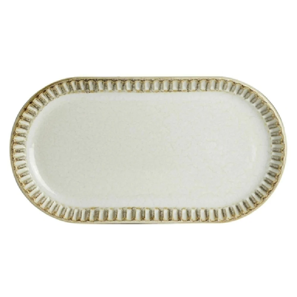 Steelite 6162RG126 7.25 Inch Oblong Tray with Birch Porcelain Finish