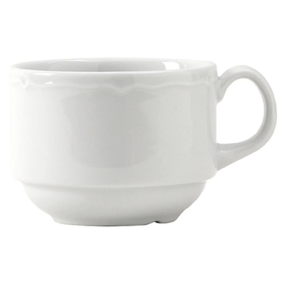 Tuxton SCF-0803 8 Oz Cup Scalloped Stackable Porcelain White 36 Packs