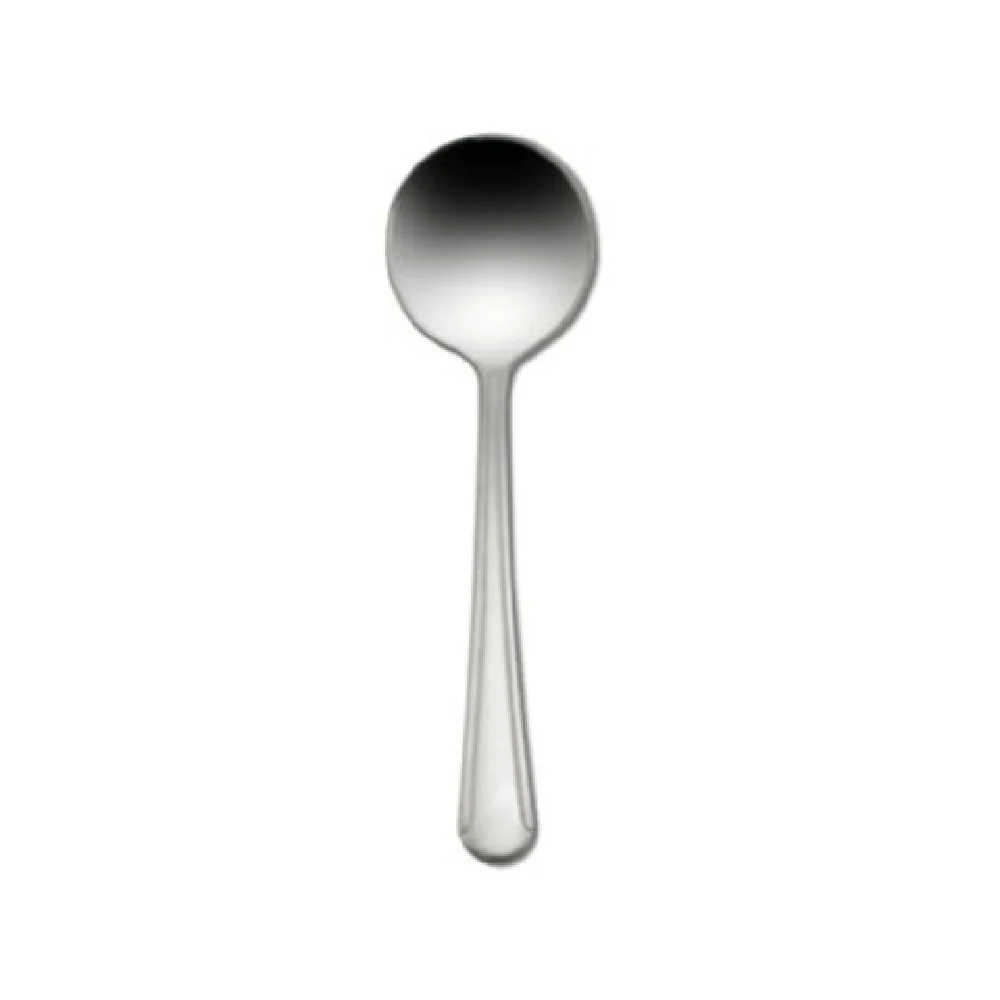 1880 Hospitality B421SBLF 6 Inch Bouillon Spoon Linear Incised Handle 18/0 Stainless Steel
