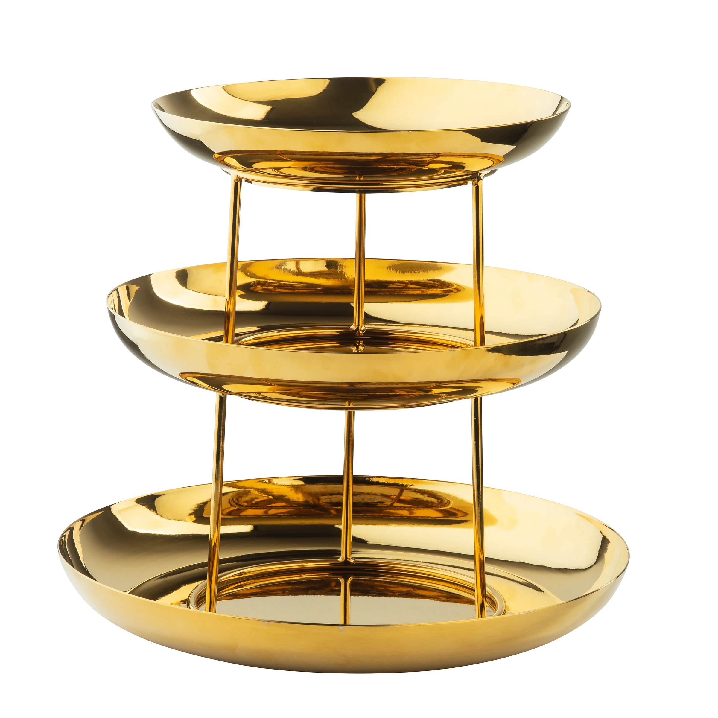 Tablecraft 12037 13.75 Inch Seafood Tower 3-tier Stainless Steel Gold Finish