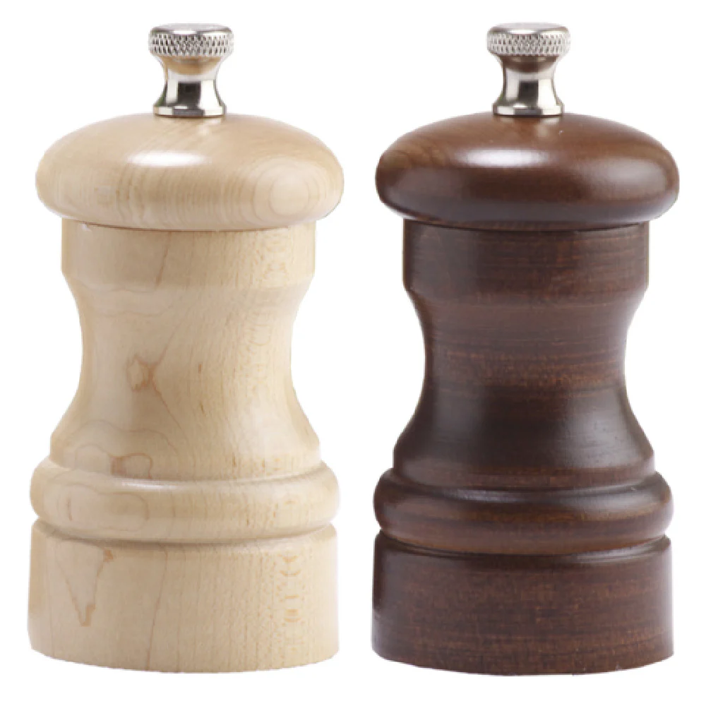 Chef Specialties 04202 4 Inch Salt and Pepper Mill Set with Ceramic and Stainless Steel Grinders Natural and Walnut Finish Chef Specialties 04202 4 Inch Salt and Pepper Mill Set with Ceramic and Stainless Steel Grinders Natural and Walnut Finish