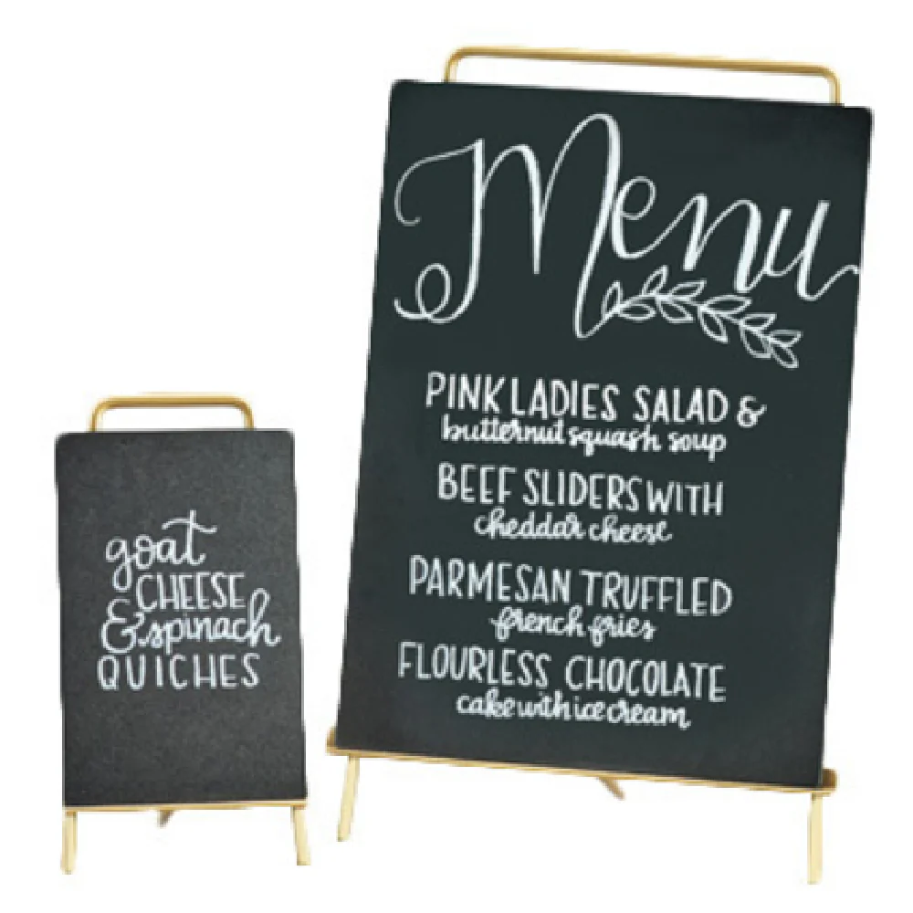 Cal Mil 3717-46-46 4 Inch Mid-Century Write-On Sign and Easel Metal Brass