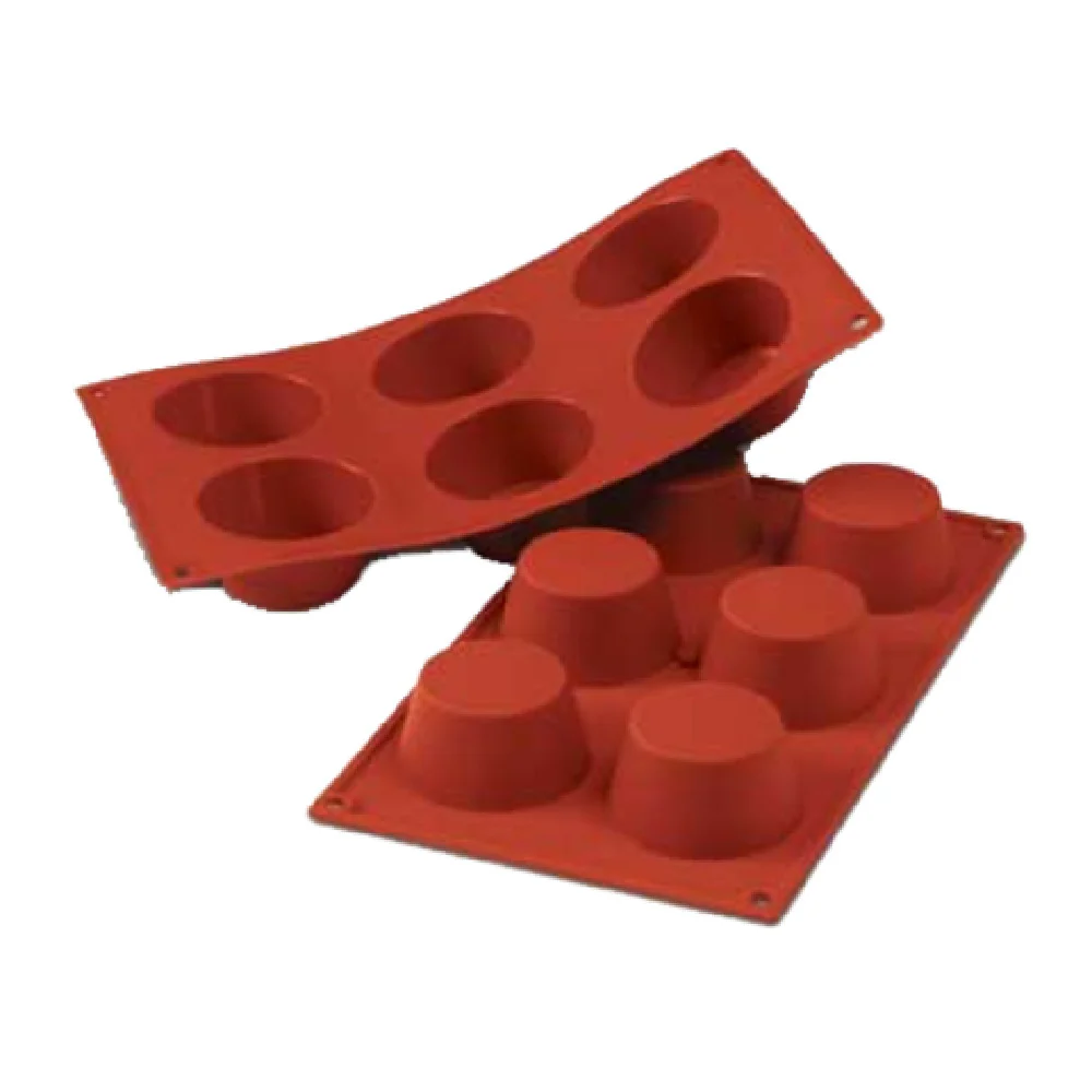 Louis Tellier SF023 11.75 Inch Mold Red Silicone Medium Muffin with Nonstick