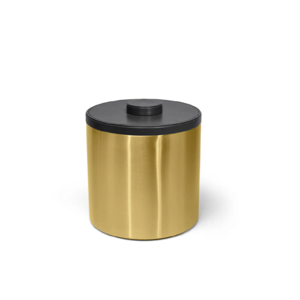 FOH RIB034GOS21 3qt Round Brushed Stainless Ice Bucket Matte Brass With Black Lid FOH RIB034GOS21 3qt Round Brushed Stainless Ice Bucket Matte Brass With Black Lid