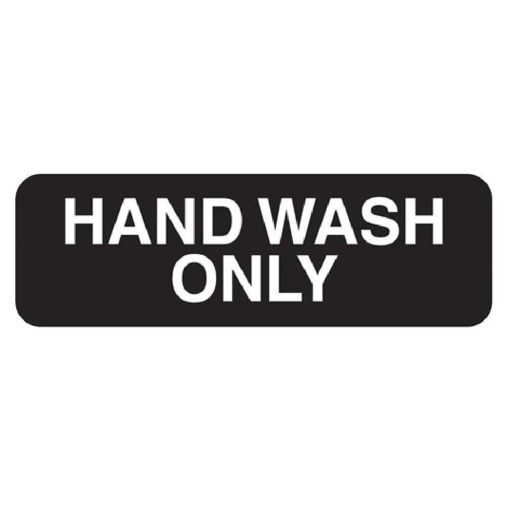 Vollrath 4504 9 Inch Hand Wash Only Sign Compliance Sign White on Black Vollrath 4504 9 Inch Hand Wash Only Sign Compliance Sign White on Black