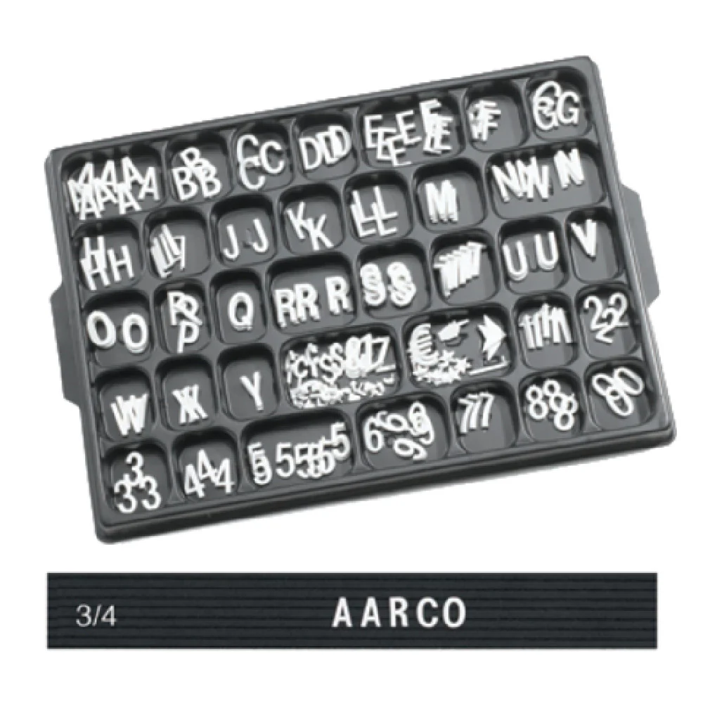 Aarco HFD.75 3/4 Inch Letter Set Helvetica Typeface Injection Molded White