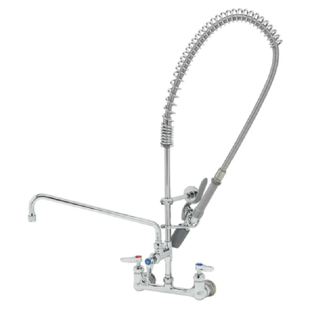 T&S Brass B-0154-14-CR-BC 14 Inch Pre-Rinse Wall Mount Faucet with Add-On