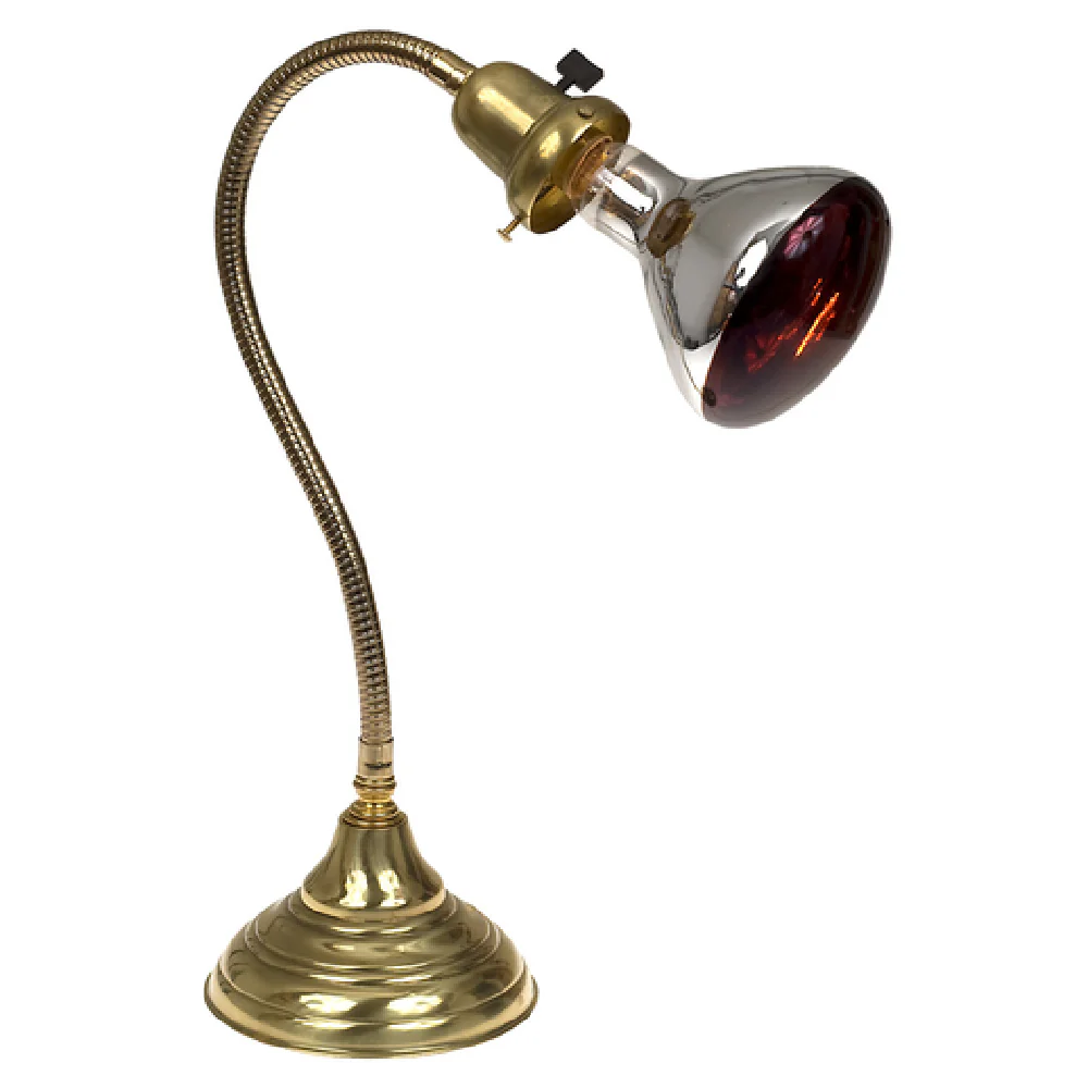 JB Prince B693 24 Inch Weighted Base Gold Brass Heat Lamp with Infra-red Bulb JB Prince B693 24 Inch Weighted Base Gold Brass Heat Lamp with Infra-red Bulb