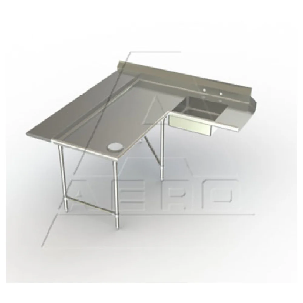 AERO Manufacturing 2SDL-L-48 72 Inch Soiled Dishtable Island Design Stainless Steel with Landing Shelf