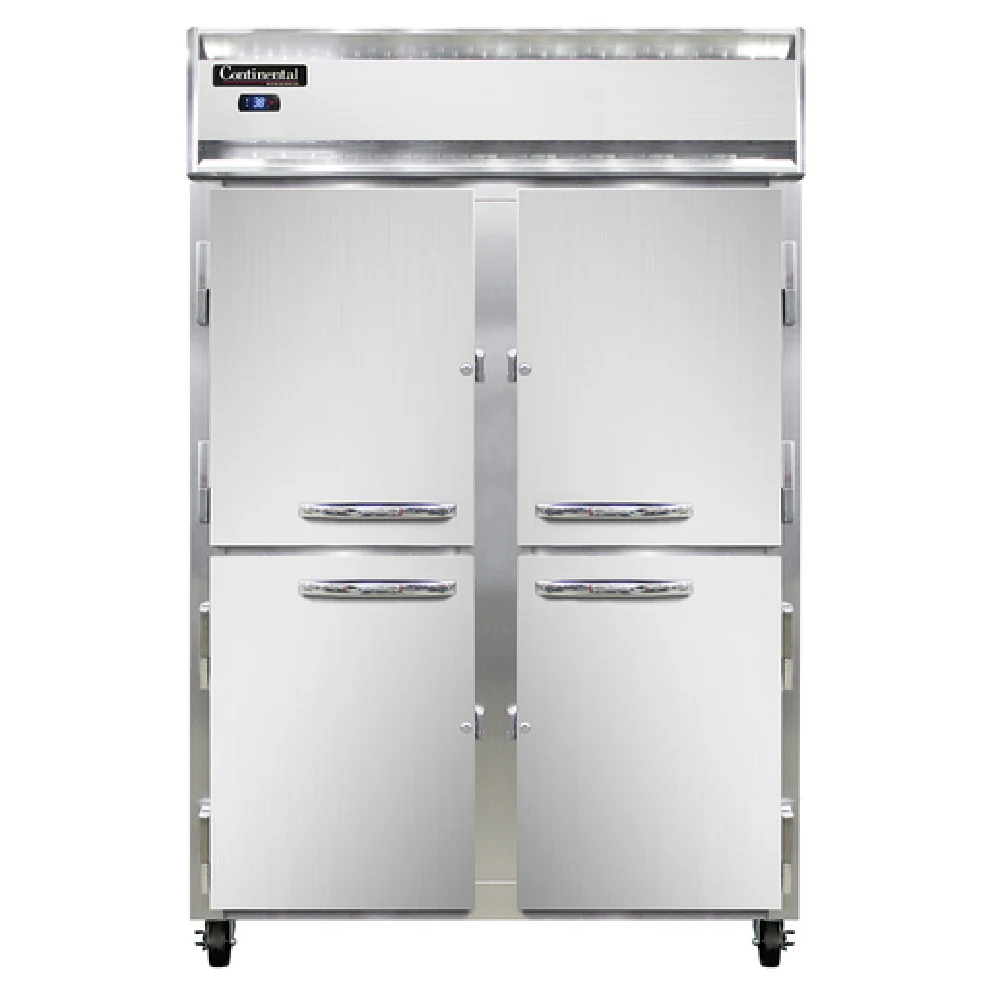 Continental Refrigerator 2RSNHD 52 Inch Reach-in Refrigerator 2 Section Self-contained Aluminum and Stainless Steel