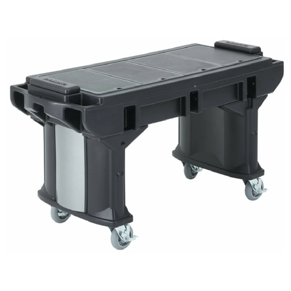 Cambro VBRTL5110 69 Inch Cold Food Work Table Non-Electric Mobile Poly Black