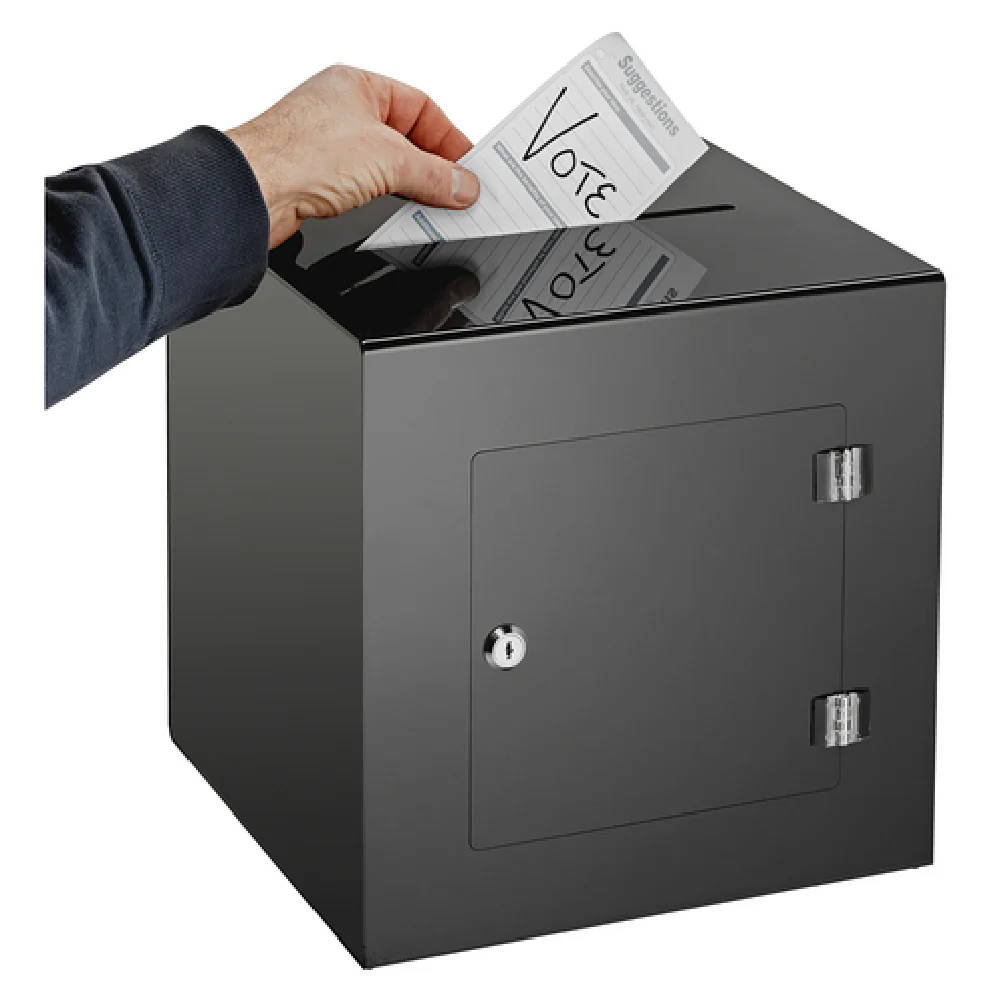 Alpine Industries ADI637-02-4-BLK 12 Inch Suggestion Box with Lock and Key Black Acrylic Alpine Industries ADI637-02-4-BLK 12 Inch Suggestion Box with Lock and Key Black Acrylic