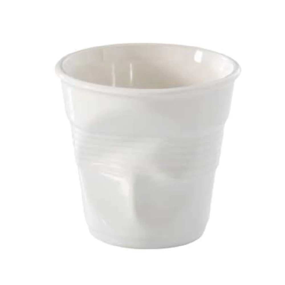 Revol 617868 6-1/4 Oz Crumpled Round Cappuccino Tumbler Porcelain White