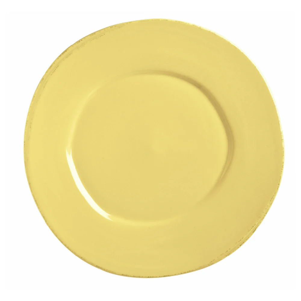 Libbey FH-602B 9 Inch Diameter Glazed Round Plate Medium Rim Porcelain Butter Yellow