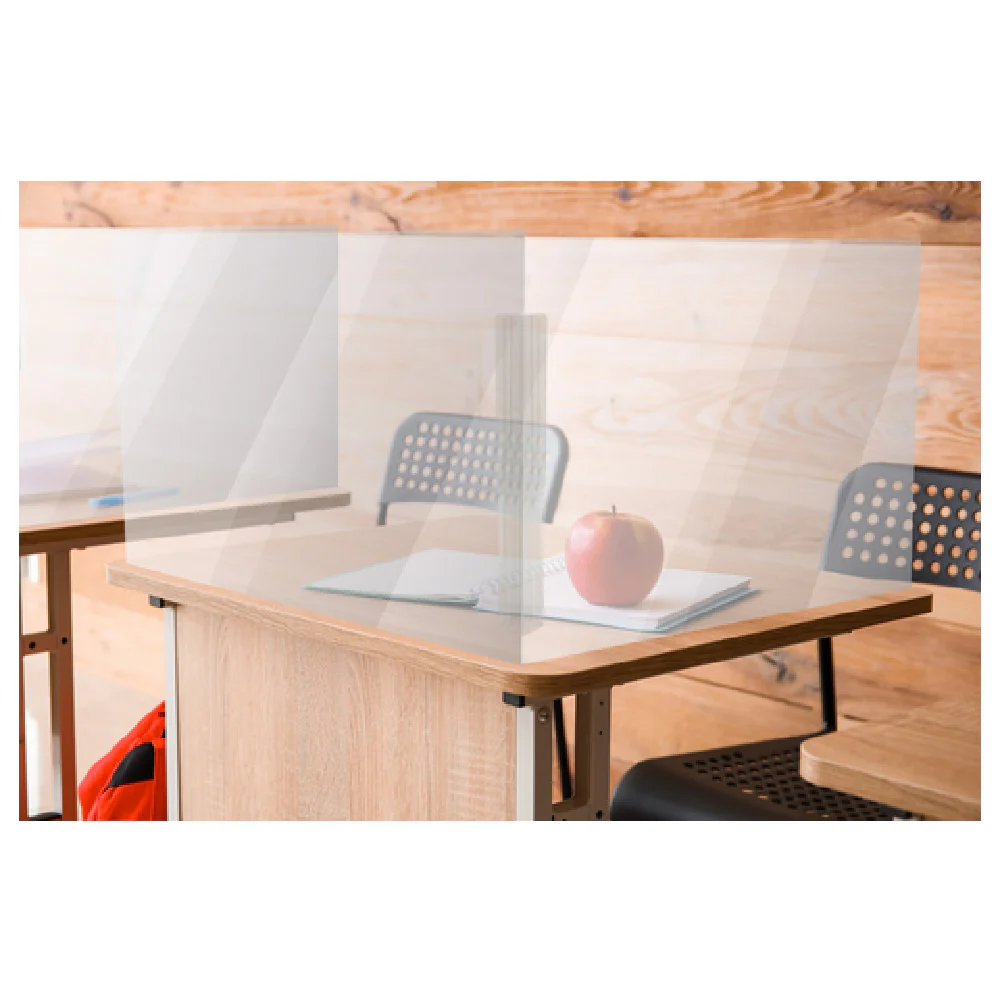 Aarco LSS303624-3 36 Inch Desk Top Protection Shield Acrylic L Shaped with Smooth Edges
