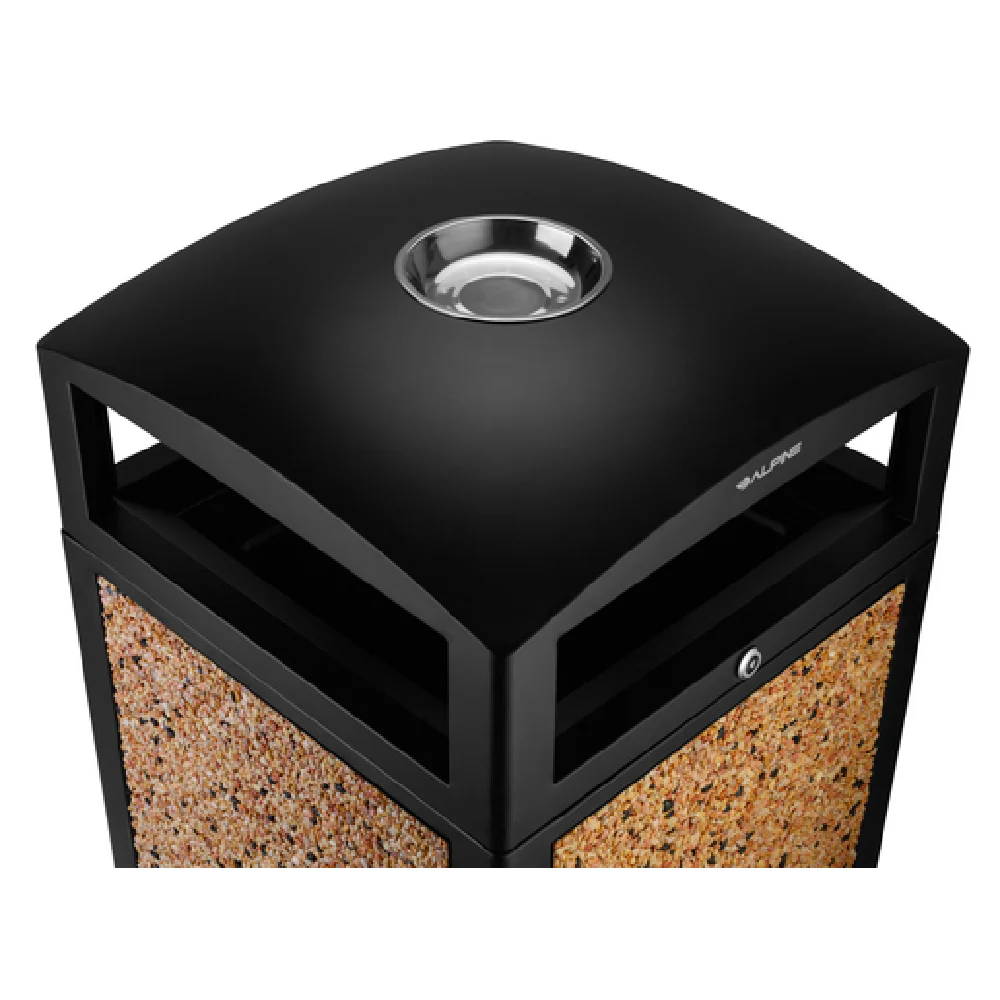 Alpine Industries ALP472-40-STO 21 Inch All Weather Trash Container with Lid Steel Stone Alpine Industries ALP472-40-STO 21 Inch All Weather Trash Container with Lid Steel Stone