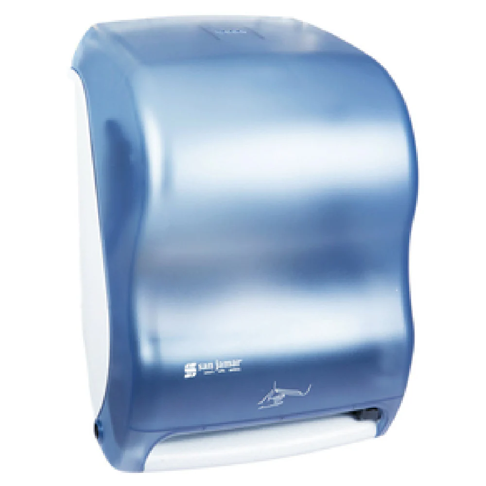 San Jamar T1400TBL 11 Inch Paper Towel Dispenser Touch-free IQ Sensor Blue Plastic