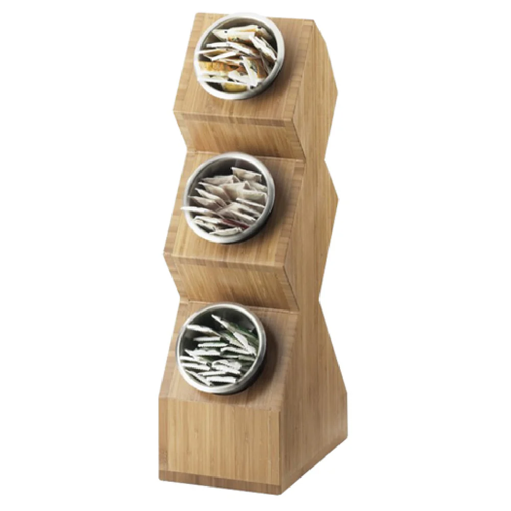 Cal Mil 1016-3-60 6-1/4 Inch Cylinder Display Wood 3-Tier Vertical with Bamboo Cal Mil 1016-3-60 6-1/4 Inch Cylinder Display Wood 3-Tier Vertical with Bamboo