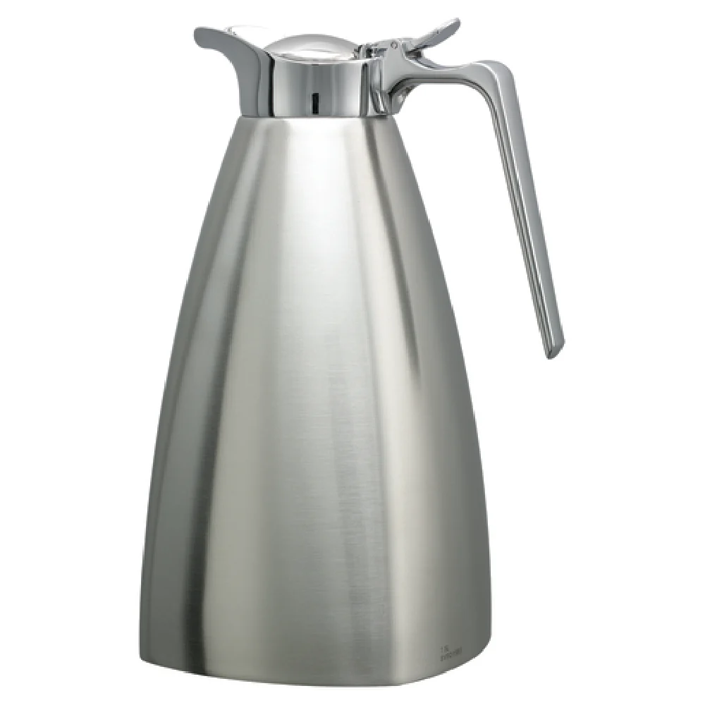 Service Ideas SVSQ15BS 5.25 Inch 1-1/2 Liter Vacuum Insulated Coffee Server with Metal Stopper Lid Stainless Steel Brushed Finish
