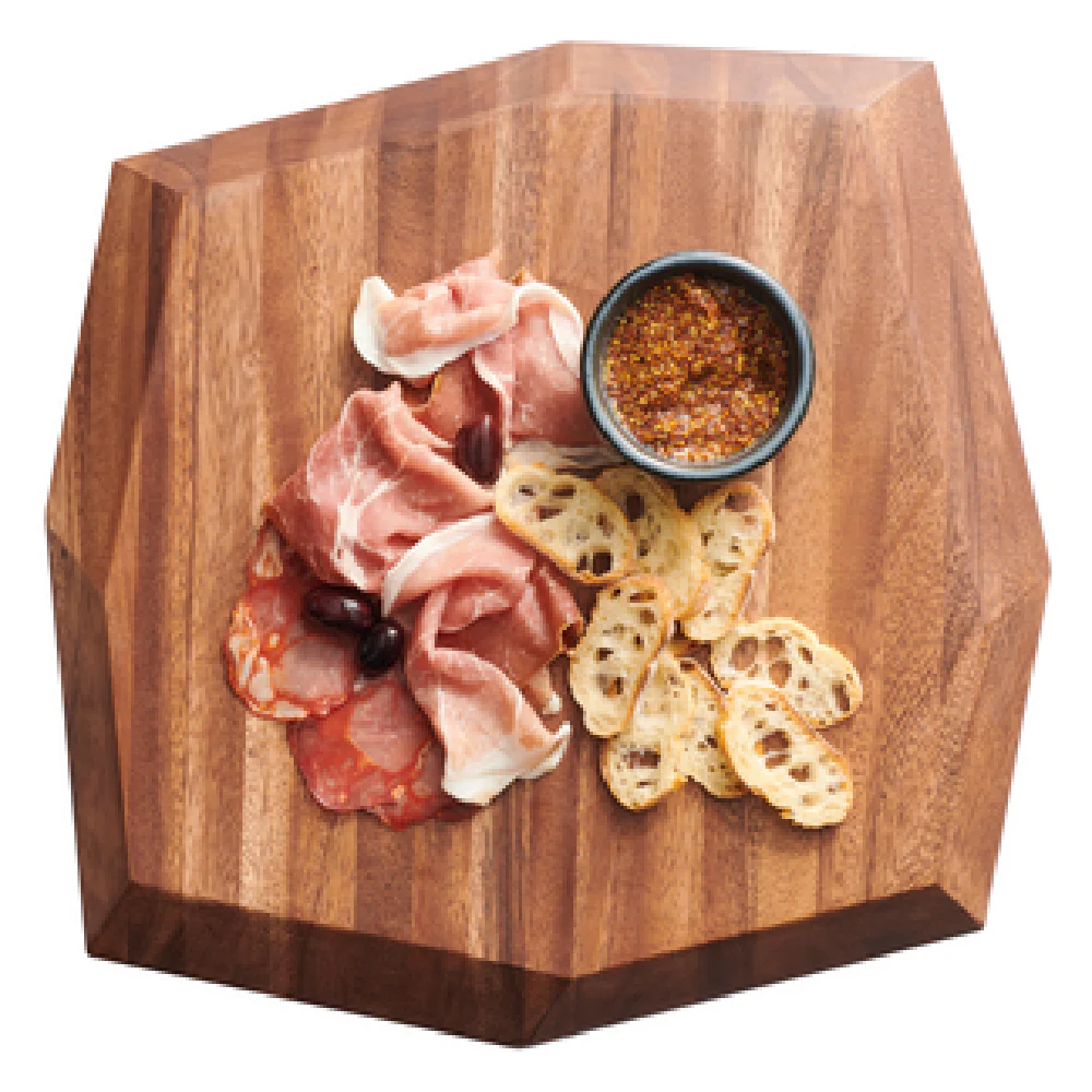 Steelite 6525TW322 15 Inch Square Faceted Serving Board Acacia Wood