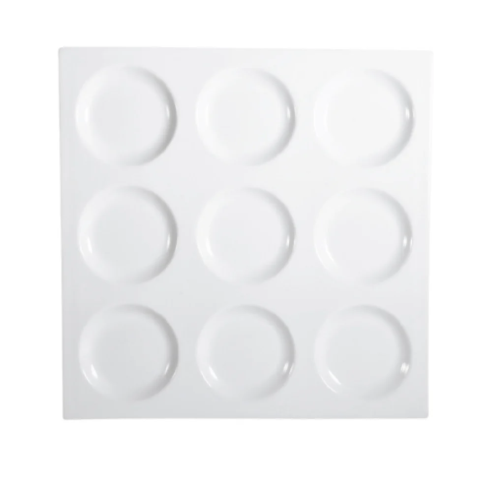CAC China CMP-SQ12 12 Inch Square Tray Porcelain 9 Compartments with Dishwasher Oven Microwave Safe