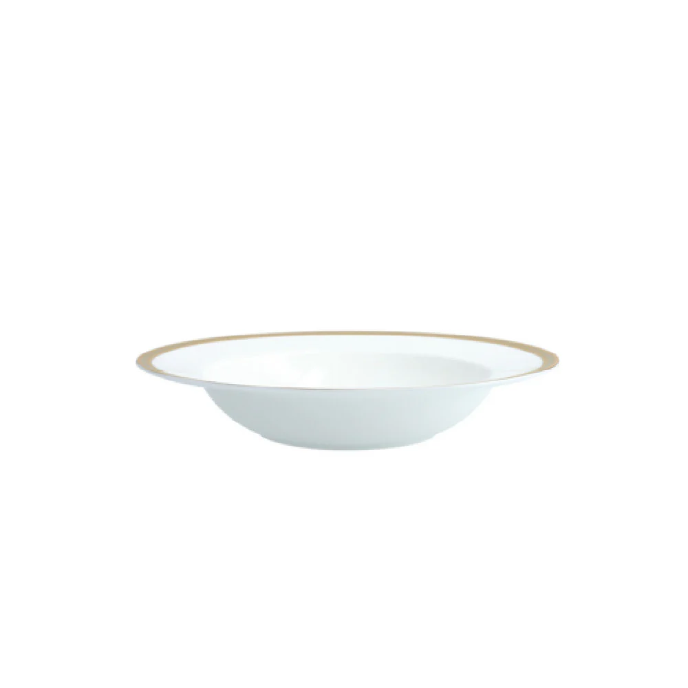 Fortessa RRP-GDAUPH-201 9 Inch Bone China Gold Band Rim Soup Plate