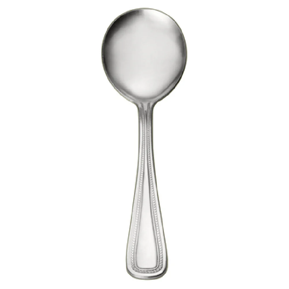 CAC China 2008-04 6-1/4 Inch Pearl Bouillon Spoon Heavy Weight 18/0 Stainless Steel